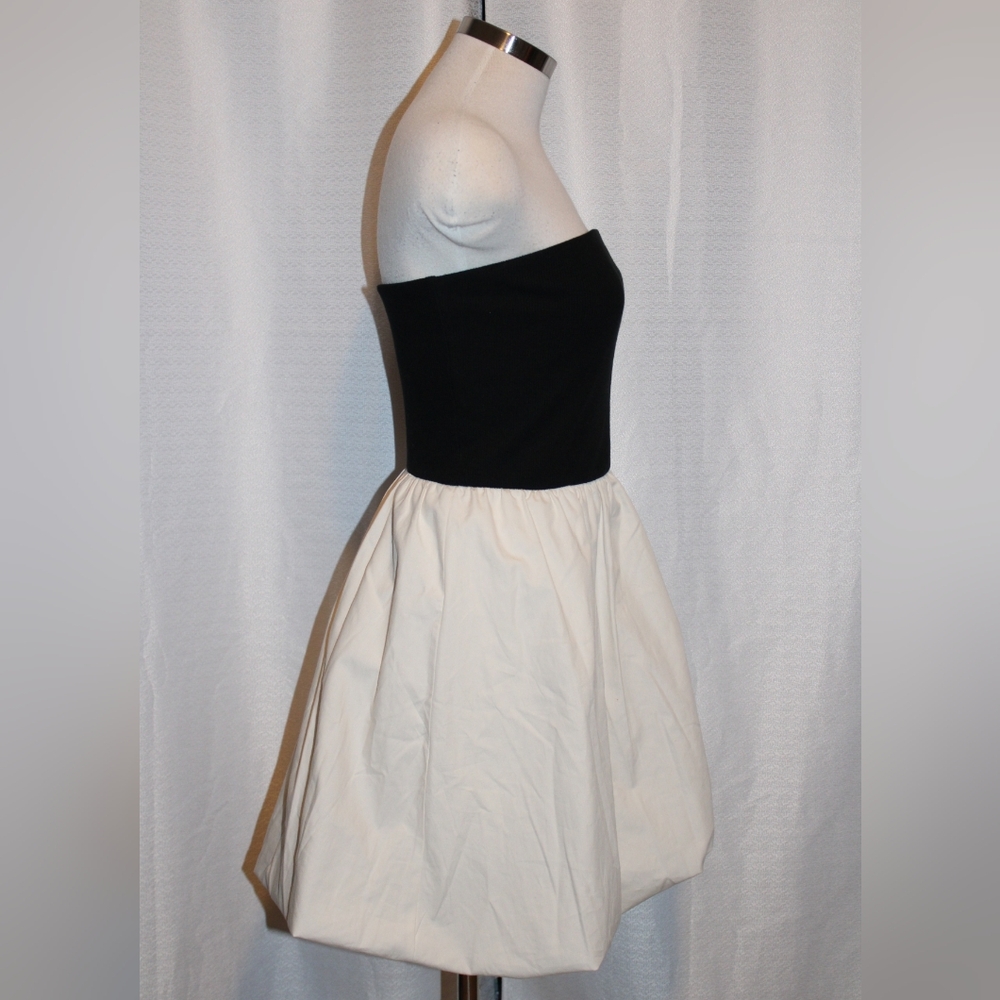 A New Day Strapless Bubble Mini Dress — Black/Cream, Size Small, NWT - Picture 3 of 9